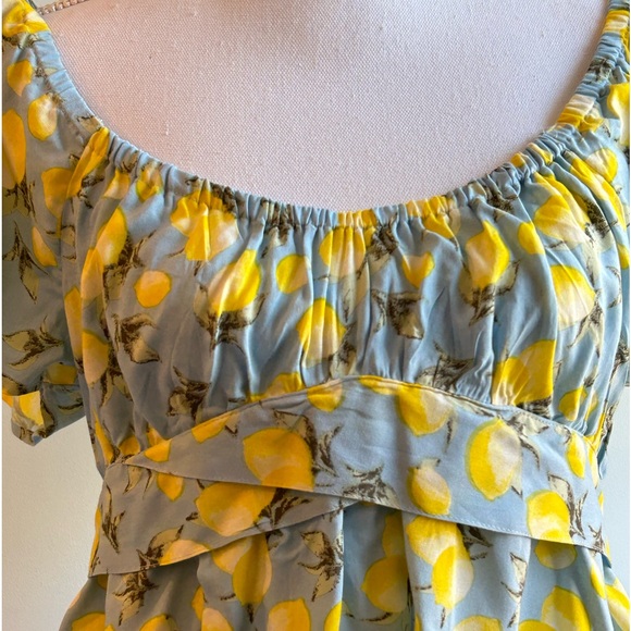 Derek Heart Pastel Blue with Lemon Print Off-The-Shoulder Blouse - Picture 2 of 9